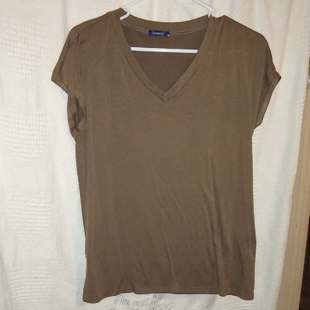 Brown V-Neck Women's Top